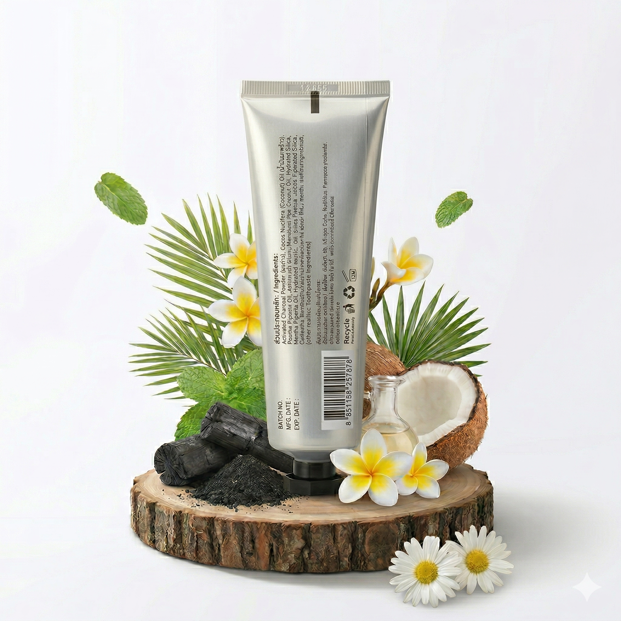 ยาสีฟันธรรมชาติสูตรน้ำมันมะพร้าวสกัดเย็นผสมถ่านกะลากัมมันต์ - Image 3