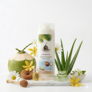 แชมพูสระผมผสมน้ำมันมะพร้าวและว่านหางจระเข้